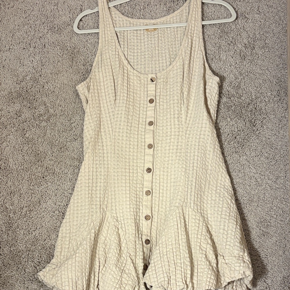 Free People Cream Textured Mini Dress
